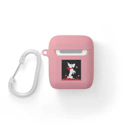The Enchanting White Terrier with a Red Bow AirPods Case