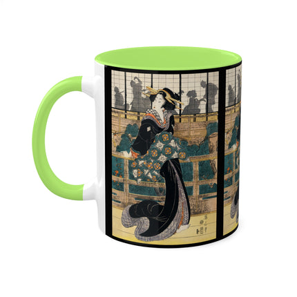 Japanese woman woodcut print by Kikukawa Eizan Colorful Mugs, 11oz