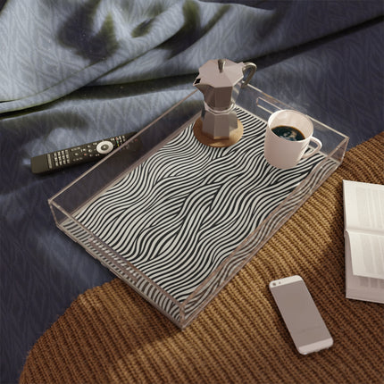 Wave Pattern on White Acrylic Serving Tray
