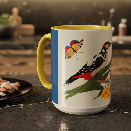 Woodpecker & Tulip Colorful Mugs – Vibrant Spring & Bold Beauty