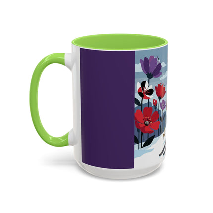 🎿❄️ The Winter Flower Skier Colorful Mug – Art Deco Alpine Fantasy