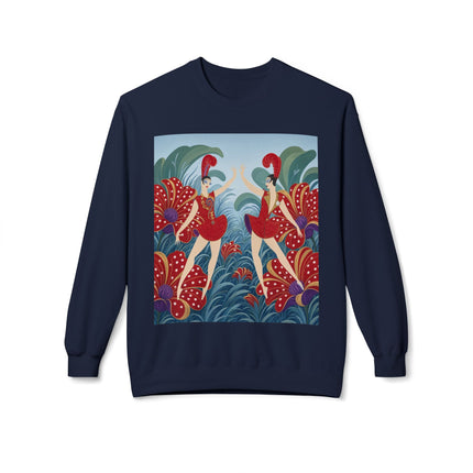🎭🌺 The Scarlet Flower Garden Dancers Midweight Crewneck Sweatshirt – Art Deco Floral Whimsy