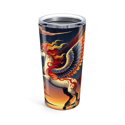 Flame-Winged Horse at Sunset Tumbler 20oz