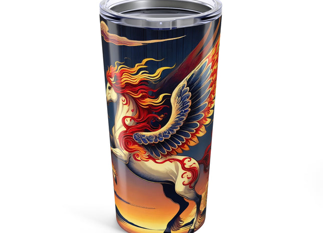 Flame-Winged Horse at Sunset Tumbler 20oz