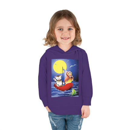 Embarking on a Moonlit Journey Toddler Pullover Fleece Hoodie