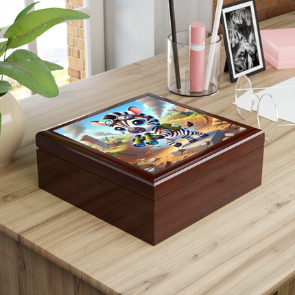 Zebra Lookout Treasure Chest Jewelry Box
