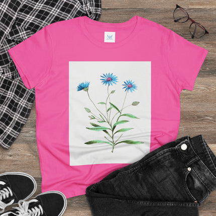 Blue Strawflower by Anselmus Boëtius de Boodt Women's Midweight Cotton Tee