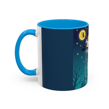 🐈‍⬛🎃 The Flying Black Cats Of Halloween Colorful Mug – Whimsical Storybook Charm