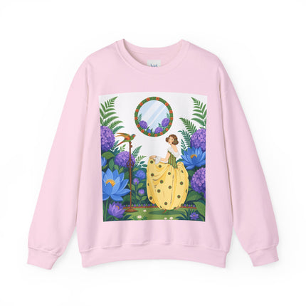🦜🪷 The Parrot Garden Reflection Crewneck Sweatshirt – Art Deco Fashion Whimsy
