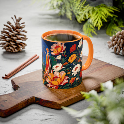 🌺🐦 The Enchanted Birdcage Garden Colorful Mug – Art Deco Floral Fantasy