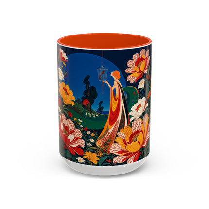 🌺🐦 The Enchanted Birdcage Garden Colorful Mug – Art Deco Floral Fantasy