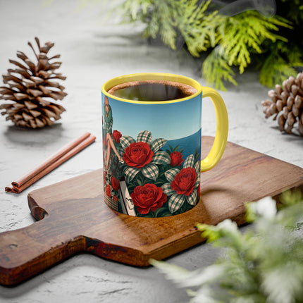 ⛵🌹 The Seaside Rose Traveler Colorful Mug – Art Deco Floral Elegance