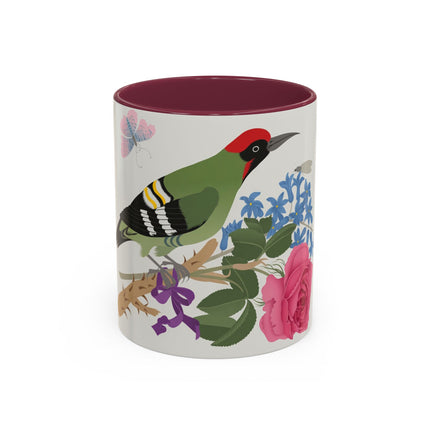 Woodpecker & Rose Colorful Mugs – Vibrant Spring & Bold Beauty