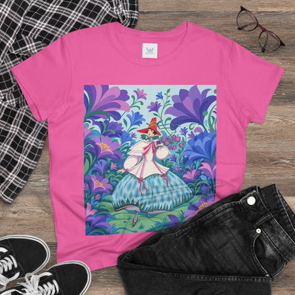 🌸🎶 The Garden Melody Cotton Tee – Art Deco Floral Whimsy