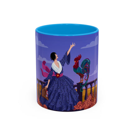 The Dawn Serenade Colorful Mug (11oz, 15oz) – Rooster Beauty, Morning Charm & Art Deco Elegance