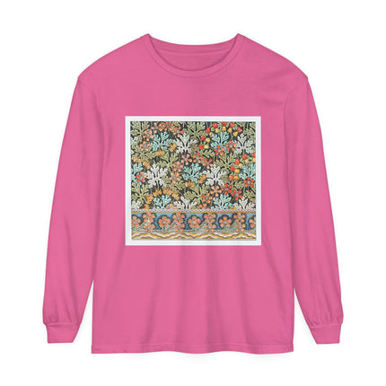 Art Nouveau Geranium Flower Garment-dyed Long Sleeve T-Shirt