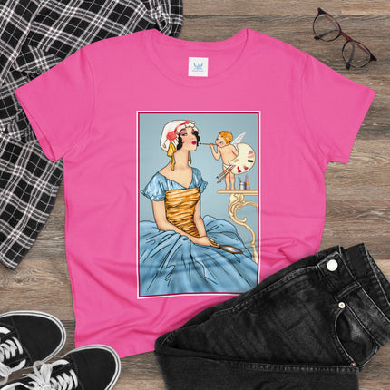 The Enchanting Painter: A Fairy's Artistic Touch Ceramic Women's Midweight Cotton Tee