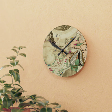 Sur talons rouges (On Red Heels) pl 01 by Gerda Wegener Acrylic Wall Clock, Round and Square
