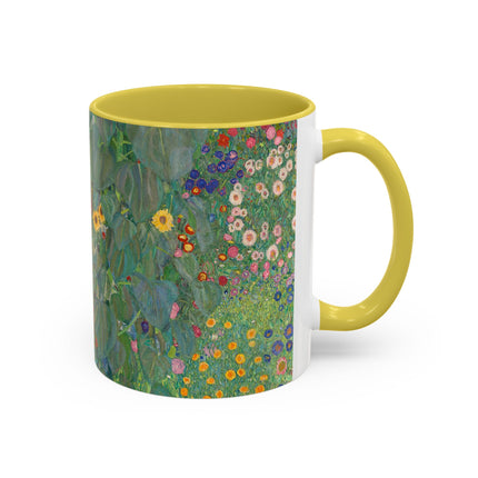 Farm Garden with Sunflowers by Gustav Klimt Colorful Mugs (11oz, 15oz)