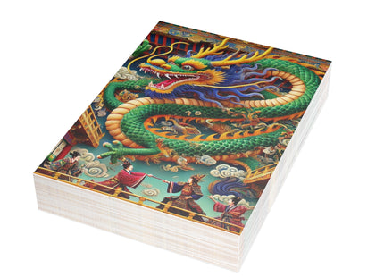 Tibetan Dragon Over Kabuki Duel Postcards (envelopes included) - Bundles of 10, 30, 50 Pieces