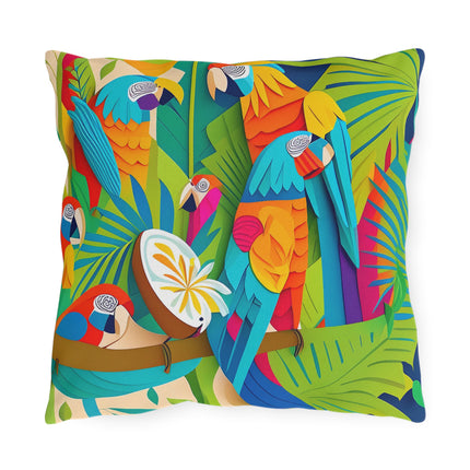 Colorful Macaws Outdoor Pillows