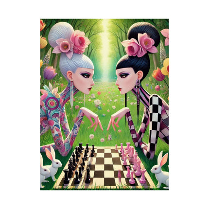 ♟️🌸 Spring Gambit: A Fairy’s Move Matte Vertical Poster – Whimsical Chess & Spring Magic