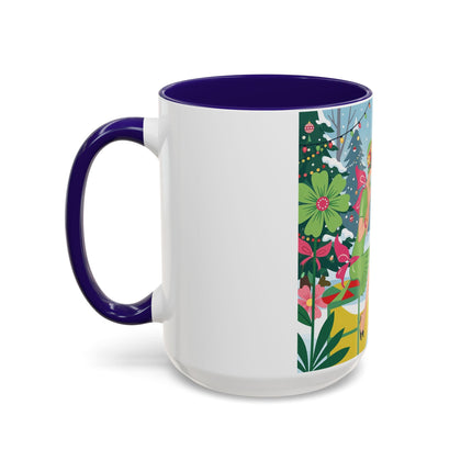 ☕🎄 Christmas Tea In The Snow Garden Colorful Mug – Art Deco Holiday Friendship