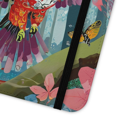 🦖🦋 Colorful Raptor Flip Case – Butterfly Wonder & Forest Adventure