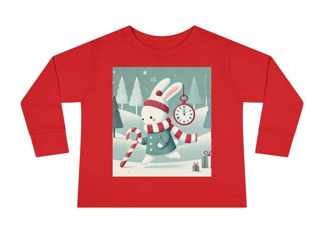 Candy Cane Timekeeper Bunny Toddler Long Sleeve Tee
