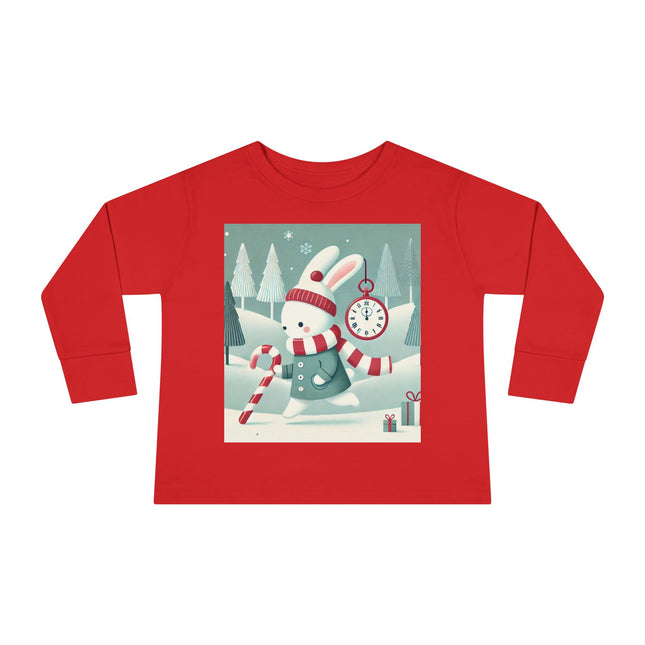 Candy Cane Timekeeper Bunny Toddler Long Sleeve Tee