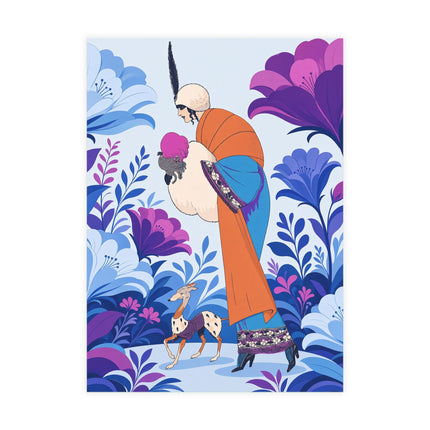 🦌🌺 The Enchanted Garden Companion Postcards With Envelopes – Art Deco Floral Whimsy