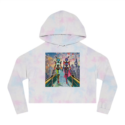 Cyber Punk Robot Models Cropped Hooded Sweatshirt