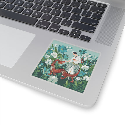 🐉🌿 The Dragon Keeper Kiss-Cut Stickers – Art Deco Floral Fantasy