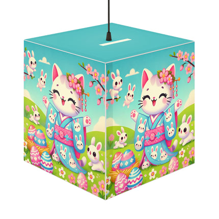 Springtime Kitten’s Easter Joy Light Cube Lamp