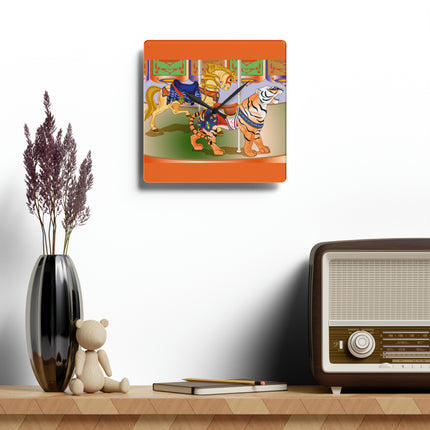 Carousel Splendor Acrylic Wall Clock, Round and Square
