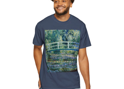 Water Lilies and Japanese Bridge by Claude Monet Unisex Garment-Dyed T-shirt