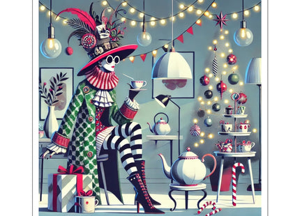 Whimsical Christmas Tea Party Kiss-Cut Stickers (4 Sizes)