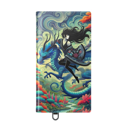 Mystic Guardian of the Sky Flip Case – Warrior Fairy & Turquoise Dragon