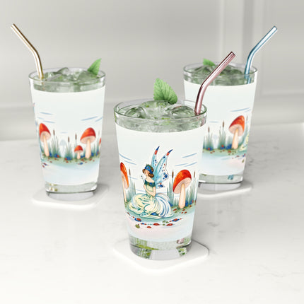 🧚🍄 The Fairy Of The Scarlet Mushrooms Pint Glass – Art Deco Woodland Fantasy