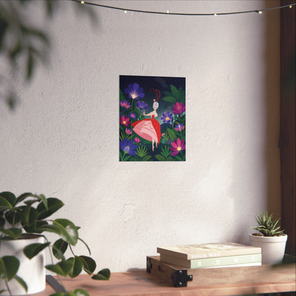 🌙🌺 The Lady Of The Midnight Flower Garden Matte Vertical Poster – Art Deco Floral Whimsy