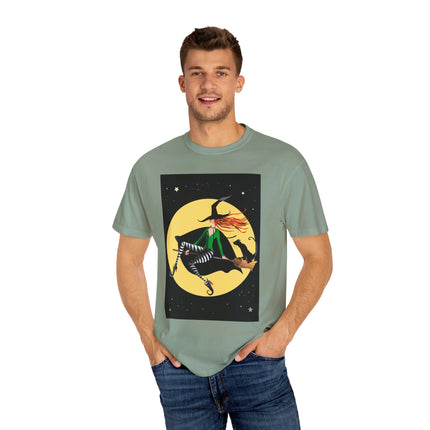 A Witch’s Moonlit Flight Unisex Garment-Dyed T-shirt