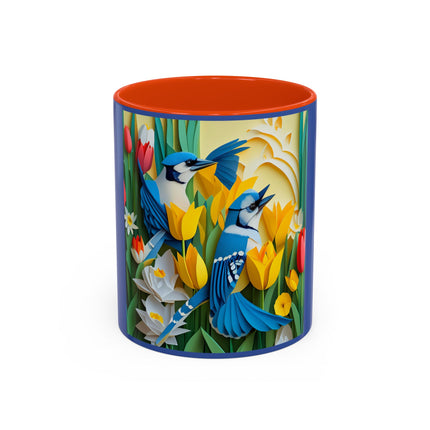 Blue Jays in a Spring Garden Colorful Mugs (11oz, 15oz)