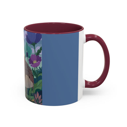 The Lady And The Enchanted Heron Colorful Mugs – Art Deco Botanical Elegance