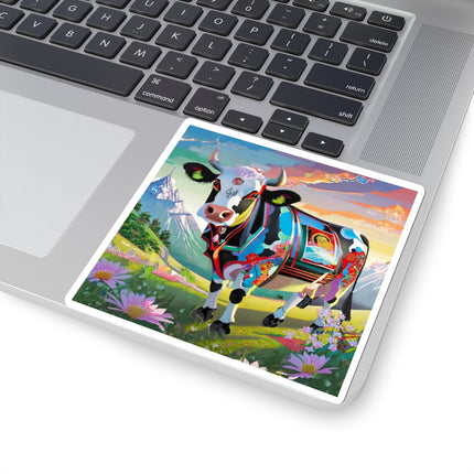 Cyber Glitch Cow Kiss-Cut Stickers (4 Sizes)