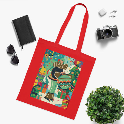 🎄🎁 The Lady Of The Christmas Ornament Cotton Tote Bag – Art Deco Holiday Fantasy