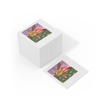 Elegance and Blooms White Coined Napkins