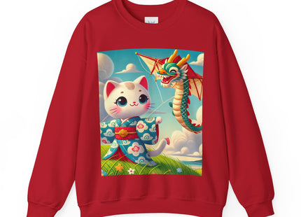 Geisha Kitten and the Dragon Kite Heavy Blend™ Crewneck Sweatshirt