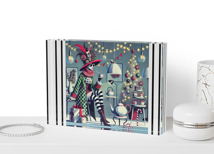 Whimsical Christmas Tea Party Acrylic Art Block