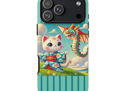 Geisha Kitten and the Dragon Kite Phone Cases
