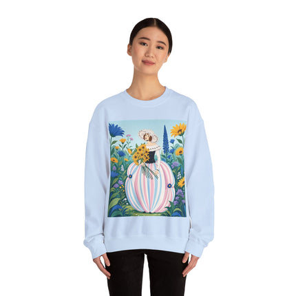 🌻🎀 The Sunflower Garden Bouquet Crewneck Sweatshirt – Art Deco Floral Elegance